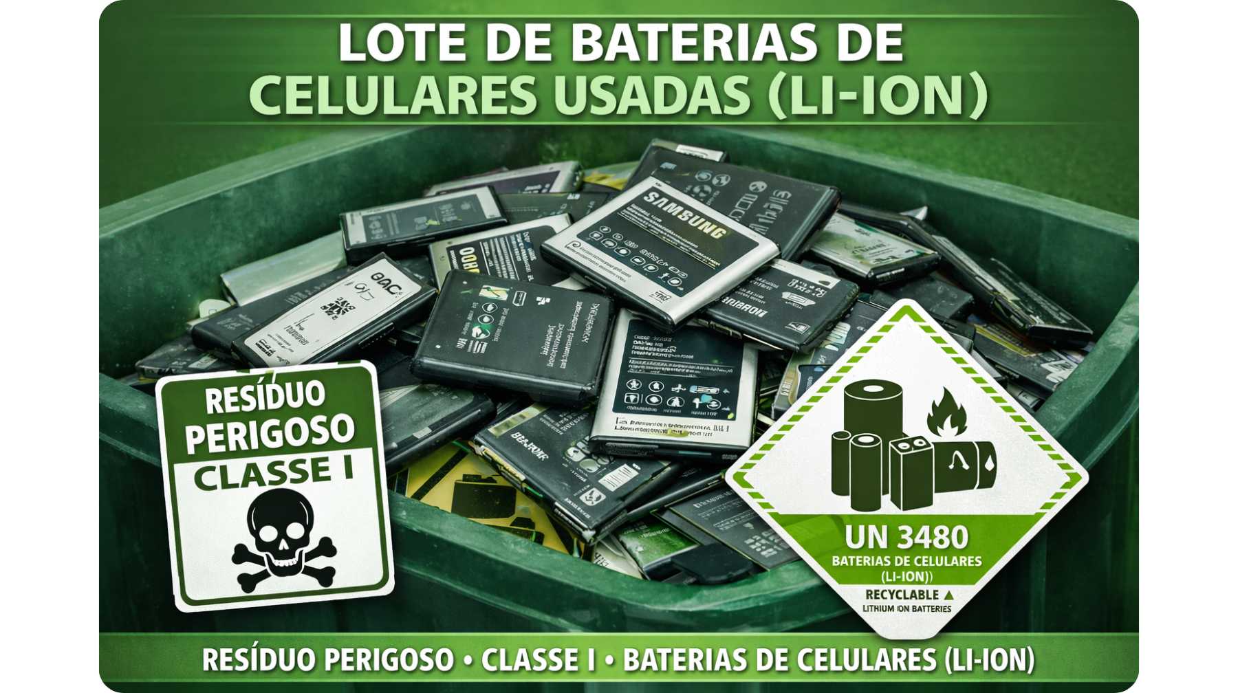 LOTE DE BATERIAS DE CELULARES USADAS (LI-ION) - 15 kg